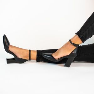 CONVERTIBLE HEEL - Pashion 1.0 The D'Orsay Coal Leather  Block 4 Inch